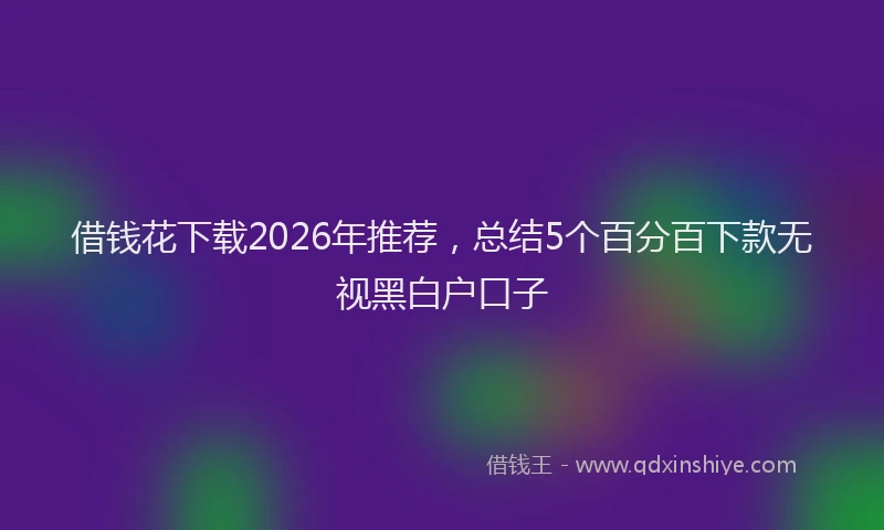 借钱花下载2026年推荐，总结5个百分百下款无视黑白户口子