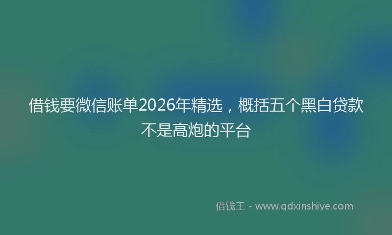 借钱要微信账单2026年精选，概括五个黑白贷款不是高炮的平台