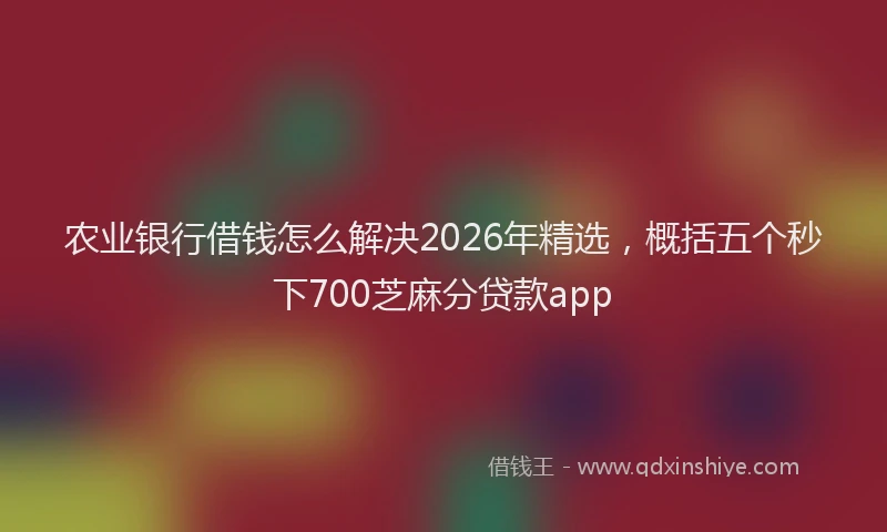 农业银行借钱怎么解决2026年精选，概括五个秒下700芝麻分贷款app
