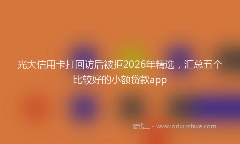 光大信用卡打回访后被拒2026年精选，汇总五个比较好的小额贷款app