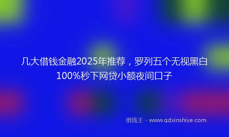 几大借钱金融2025年推荐,罗列五个无视黑白100%秒下网贷小额夜间口子