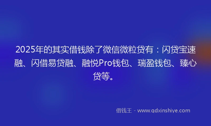 2025年的其实借钱除了微信微粒贷有：闪贷宝速融、闪借易贷融、融悦Pro钱包、瑞盈钱包、臻心贷等。