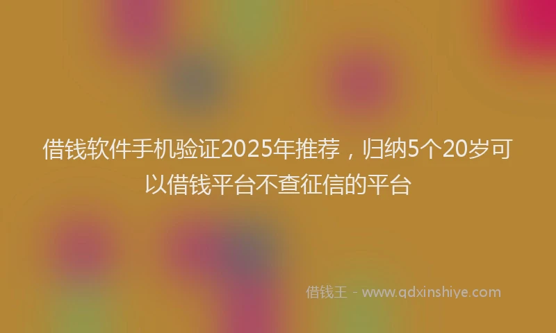 借钱软件手机验证2025年推荐,归纳5个20岁可以借钱平台不查征信的平台