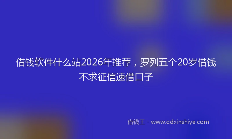 借钱软件什么站2026年推荐，罗列五个20岁借钱不求征信速借口子
