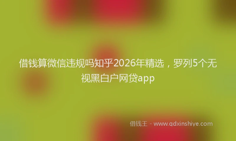 借钱算微信违规吗知乎2026年精选，罗列5个无视黑白户网贷app