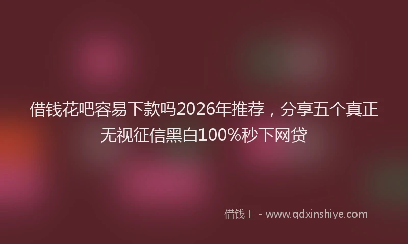 借钱花吧容易下款吗2026年推荐，分享五个真正无视征信黑白100%秒下网贷