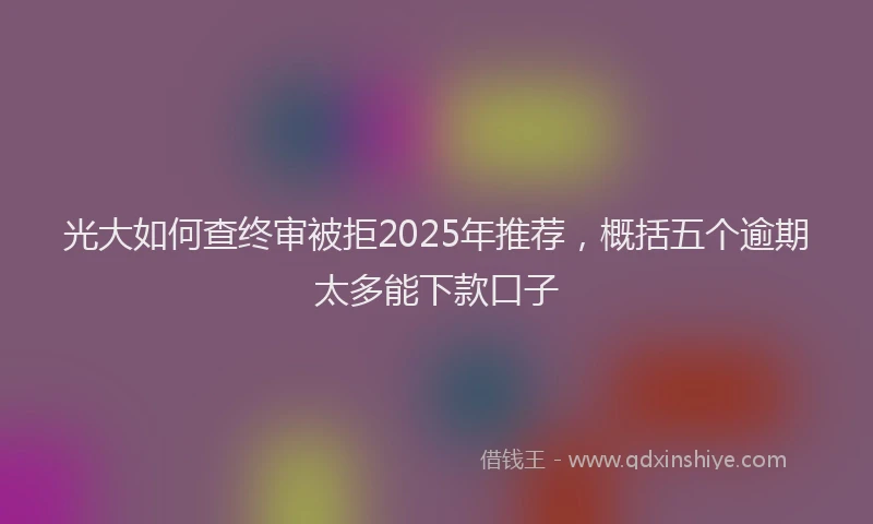 光大如何查终审被拒2025年推荐，概括五个逾期太多能下款口子