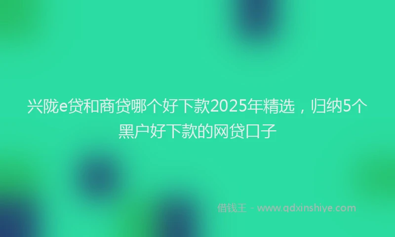 兴陇e贷和商贷哪个好下款2025年精选，归纳5个黑户好下款的网贷口子
