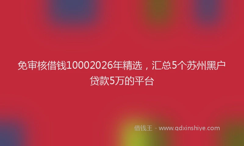 免审核借钱10002026年精选,汇总5个苏州黑户贷款5万的平台