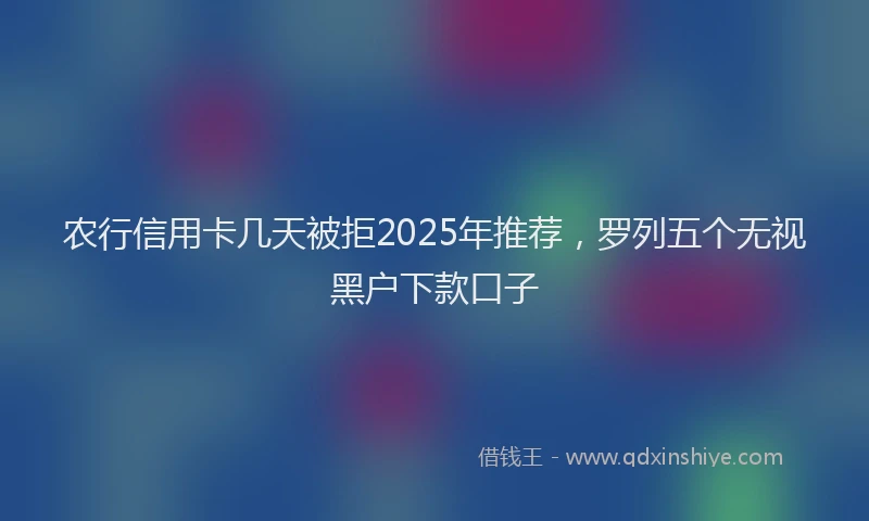 农行信用卡几天被拒2025年推荐，罗列五个无视黑户下款口子