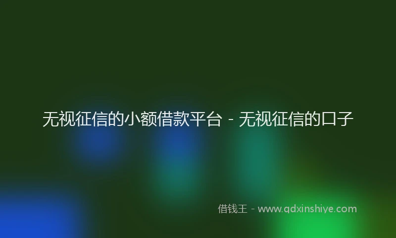 无视征信的小额借款平台 - 无视征信的口子