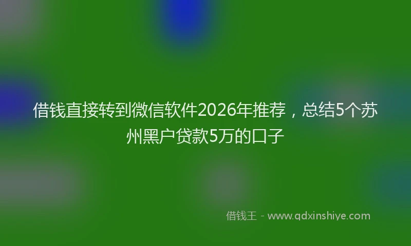 借钱直接转到微信软件2026年推荐,总结5个苏州黑户贷款5万的口子