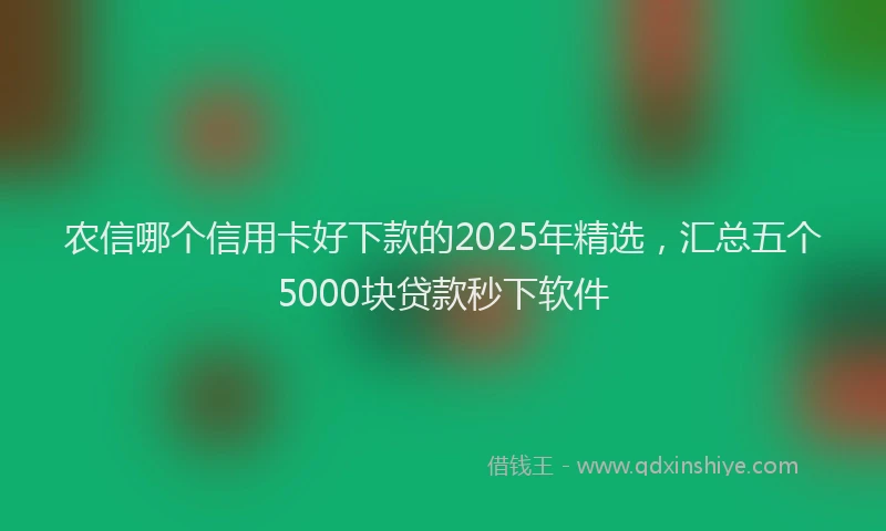 农信哪个信用卡好下款的2025年精选,汇总五个5000块贷款秒下软件