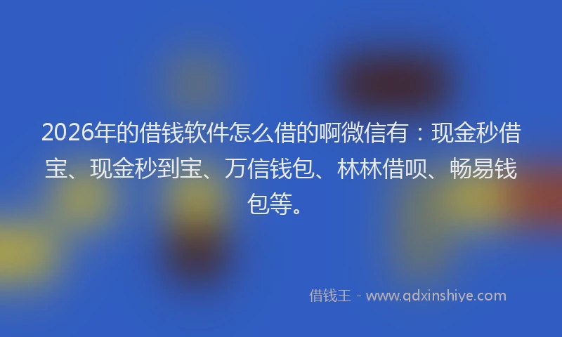 2026年的借钱软件怎么借的啊微信有：现金秒借宝、现金秒到宝、万信钱包、林林借呗、畅易钱包等。