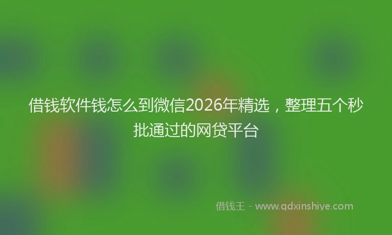 借钱软件钱怎么到微信2026年精选，整理五个秒批通过的网贷平台