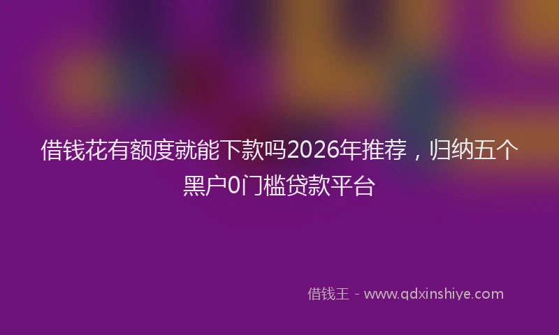 借钱花有额度就能下款吗2026年推荐，归纳五个黑户0门槛贷款平台