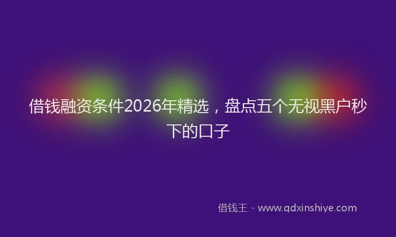 借钱融资条件2026年精选，盘点五个无视黑户秒下的口子
