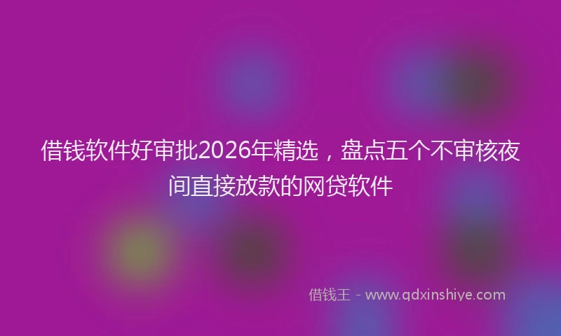 借钱软件好审批2026年精选，盘点五个不审核夜间直接放款的网贷软件