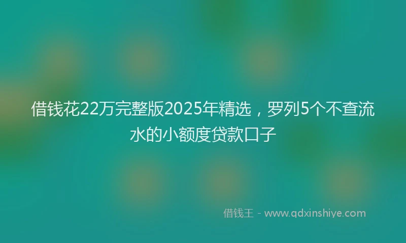 借钱花22万完整版2025年精选,罗列5个不查流水的小额度贷款口子
