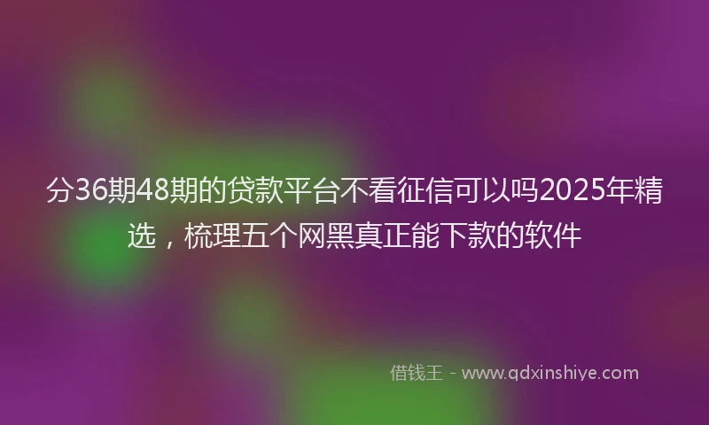 分36期48期的贷款平台不看征信可以吗2025年精选，梳理五个网黑真正能下款的软件