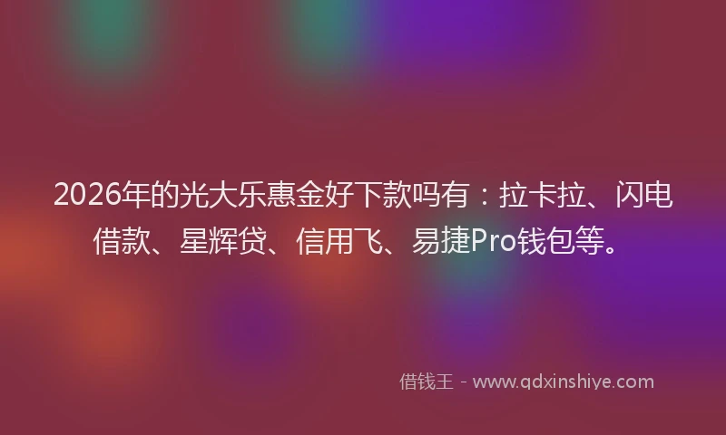 2026年的光大乐惠金好下款吗有：拉卡拉、闪电借款、星辉贷、信用飞、易捷Pro钱包等。