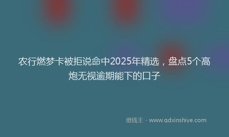 农行燃梦卡被拒说命中2025年精选，盘点5个高炮无视逾期能下的口子