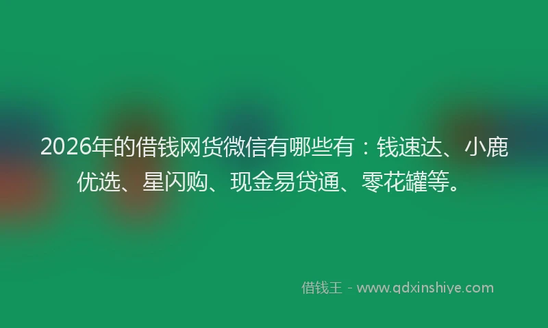 2026年的借钱网货微信有哪些有：钱速达、小鹿优选、星闪购、现金易贷通、零花罐等。
