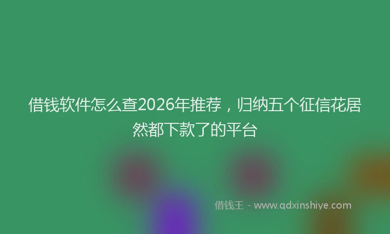 借钱软件怎么查2026年推荐，归纳五个征信花居然都下款了的平台