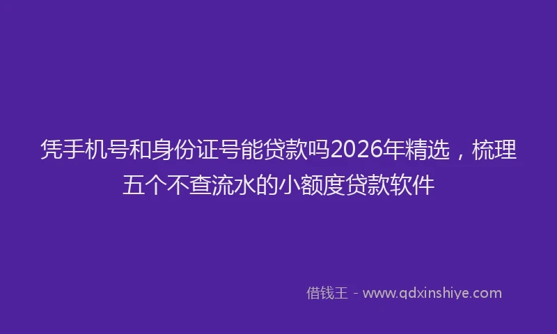 凭手机号和身份证号能贷款吗2026年精选,梳理五个不查流水的小额度贷款软件