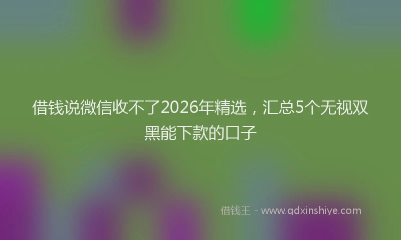 借钱说微信收不了2026年精选，汇总5个无视双黑能下款的口子