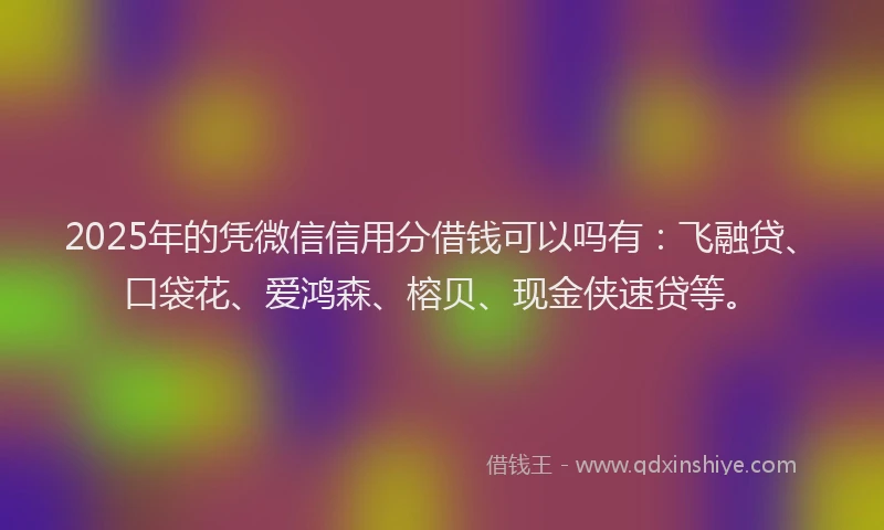 2025年的凭微信信用分借钱可以吗有:飞融贷、口袋花、爱鸿森、榕贝、现金侠速贷等。