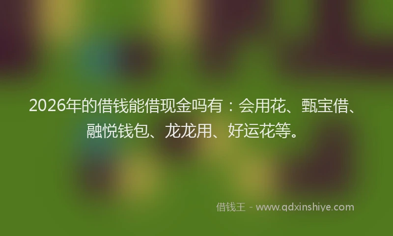 2026年的借钱能借现金吗有：会用花、甄宝借、融悦钱包、龙龙用、好运花等。