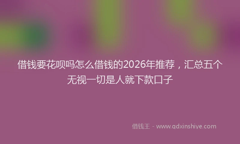 借钱要花呗吗怎么借钱的2026年推荐，汇总五个无视一切是人就下款口子