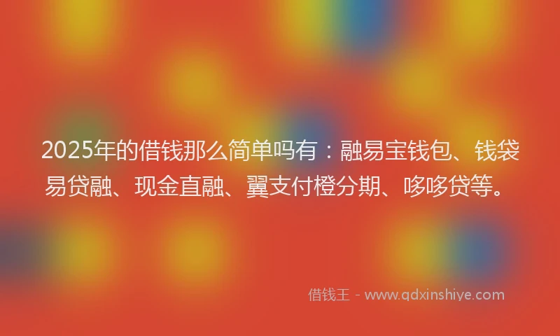 2025年的借钱那么简单吗有：融易宝钱包、钱袋易贷融、现金直融、翼支付橙分期、哆哆贷等。