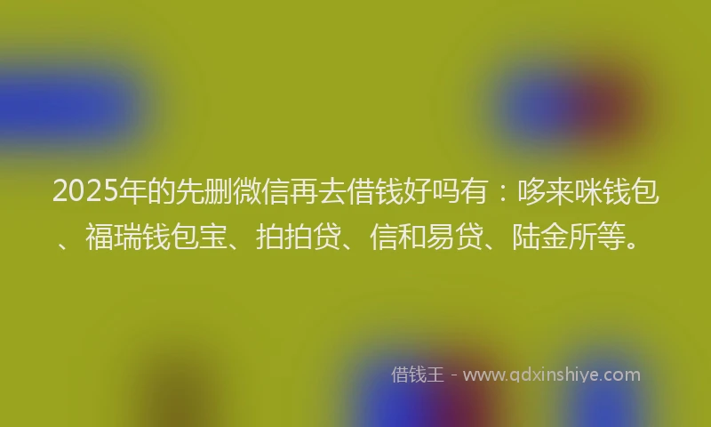 2025年的先删微信再去借钱好吗有：哆来咪钱包、福瑞钱包宝、拍拍贷、信和易贷、陆金所等。