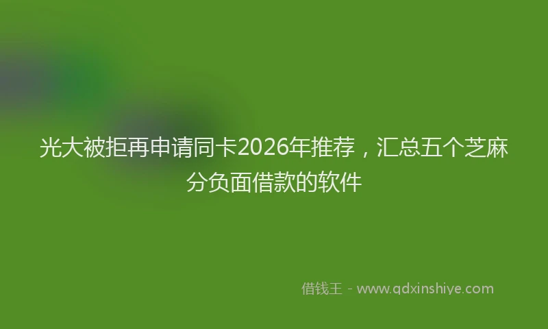 光大被拒再申请同卡2026年推荐，汇总五个芝麻分负面借款的软件