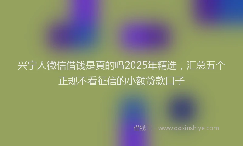兴宁人微信借钱是真的吗2025年精选，汇总五个正规不看征信的小额贷款口子