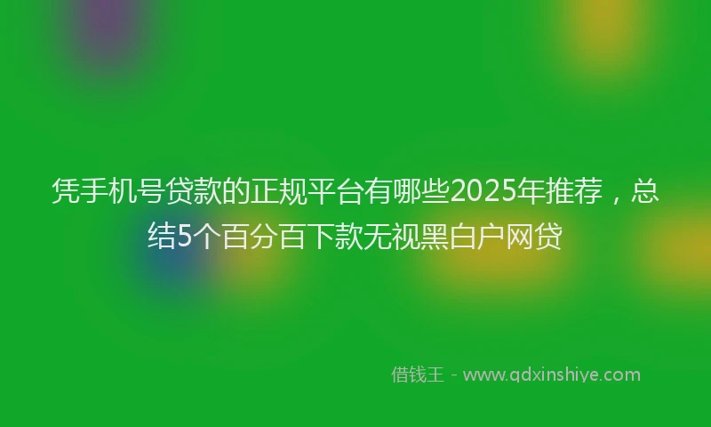 凭手机号贷款的正规平台有哪些2025年推荐，总结5个百分百下款无视黑白户网贷