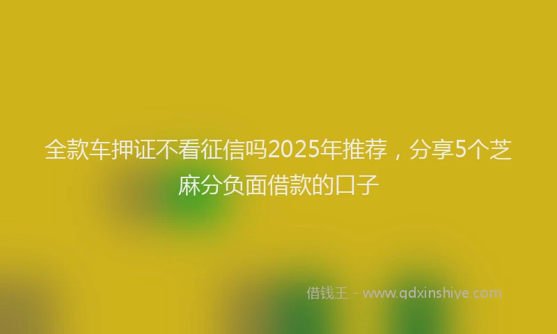 全款车押证不看征信吗2025年推荐，分享5个芝麻分负面借款的口子
