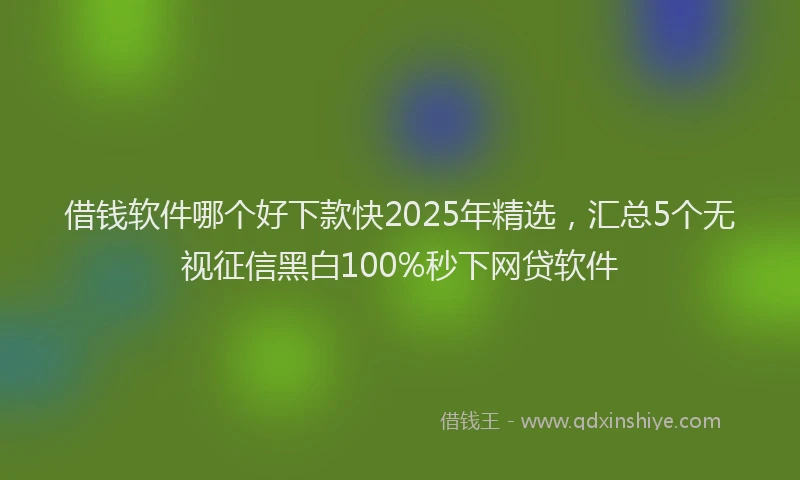 借钱软件哪个好下款快2025年精选,汇总5个无视征信黑白100%秒下网贷软件