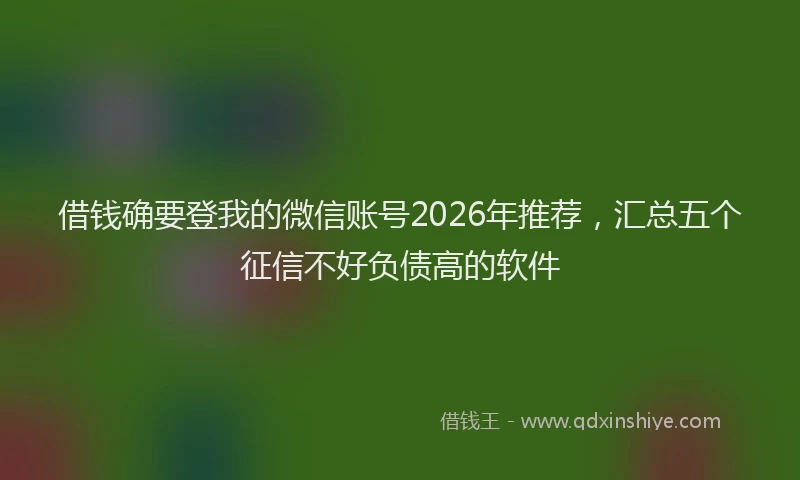 借钱确要登我的微信账号2026年推荐，汇总五个征信不好负债高的软件