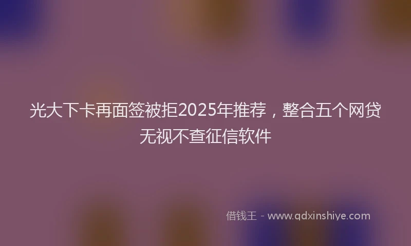 光大下卡再面签被拒2025年推荐，整合五个网贷无视不查征信软件