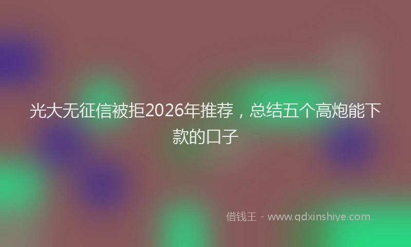 光大无征信被拒2026年推荐，总结五个高炮能下款的口子