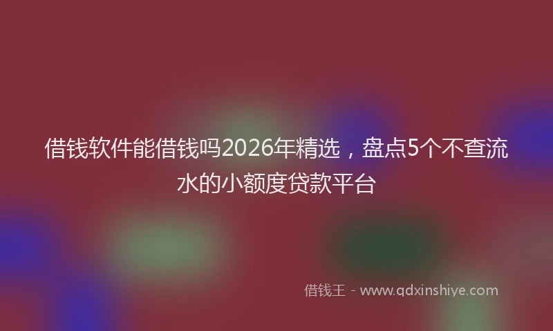 借钱软件能借钱吗2026年精选，盘点5个不查流水的小额度贷款平台