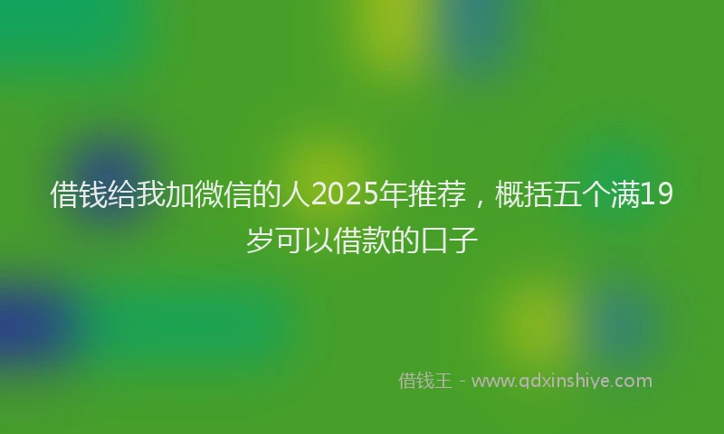借钱给我加微信的人2025年推荐，概括五个满19岁可以借款的口子