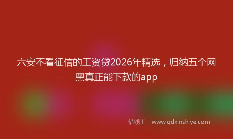 六安不看征信的工资贷2026年精选，归纳五个网黑真正能下款的app