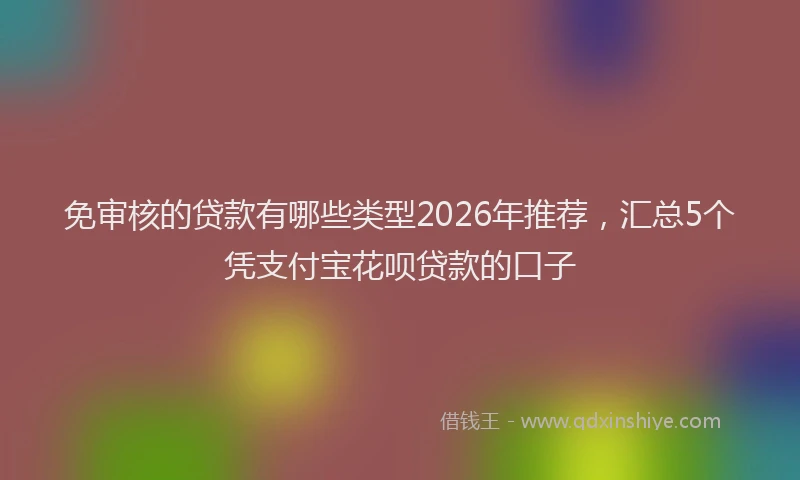 免审核的贷款有哪些类型2026年推荐,汇总5个凭支付宝花呗贷款的口子