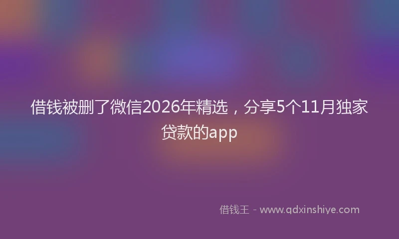 借钱被删了微信2026年精选,分享5个11月独家贷款的app
