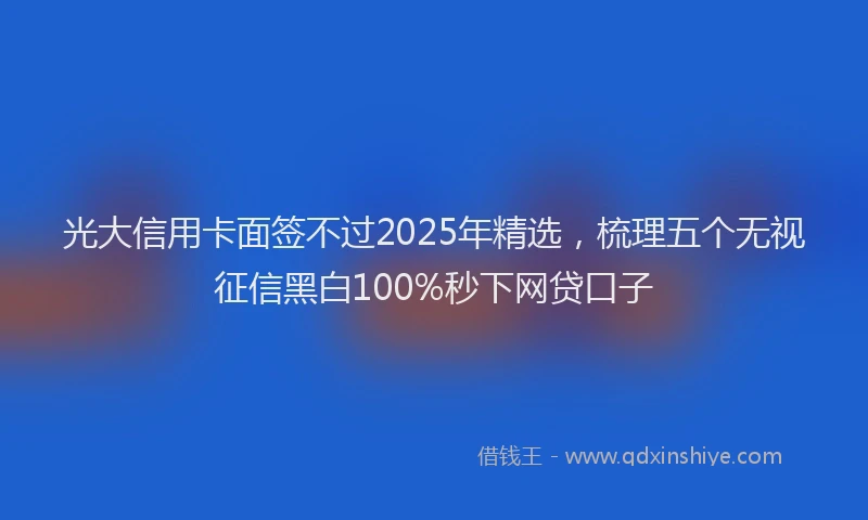光大信用卡面签不过2025年精选，梳理五个无视征信黑白100%秒下网贷口子