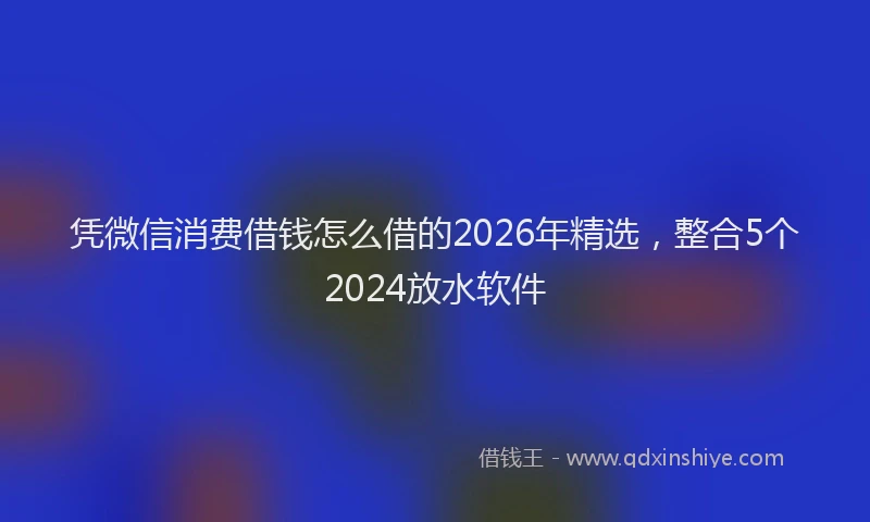 凭微信消费借钱怎么借的2026年精选，整合5个2024放水软件